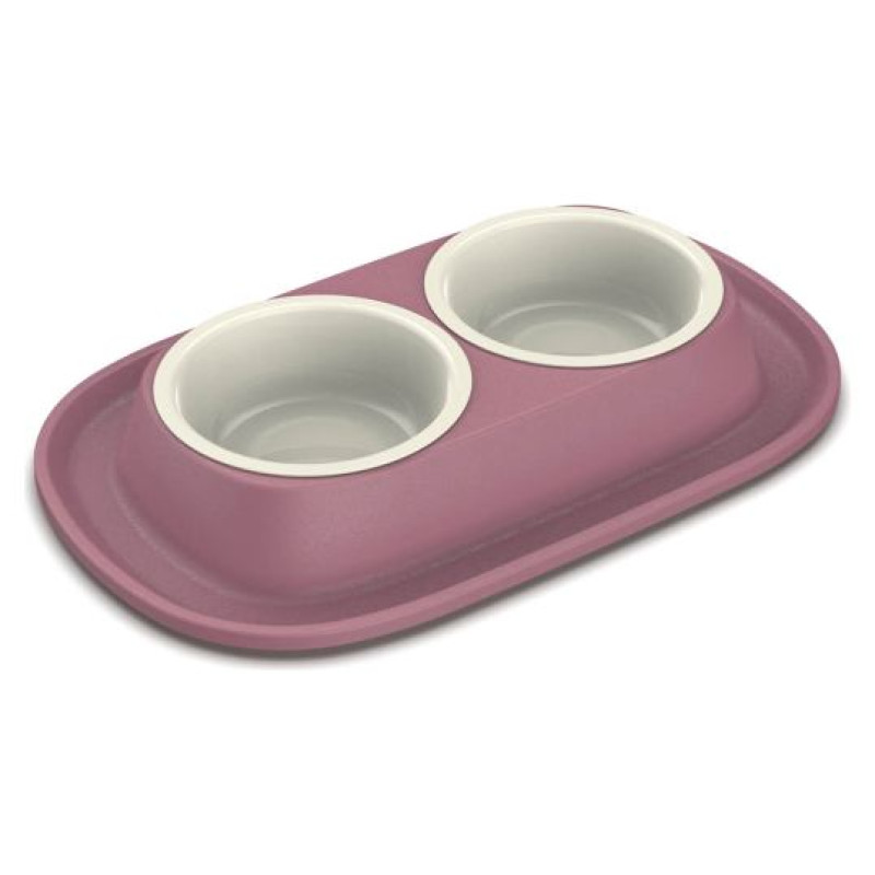 Georplast Plastmasas dubulta bļoda ar gumijas paliktni SOFT TOUCH 31x20x3,5cm, daž.krāsas