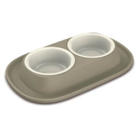 Georplast Plastmasas dubulta bļoda ar gumijas paliktni SOFT TOUCH 31x20x3,5cm, daž.krāsas