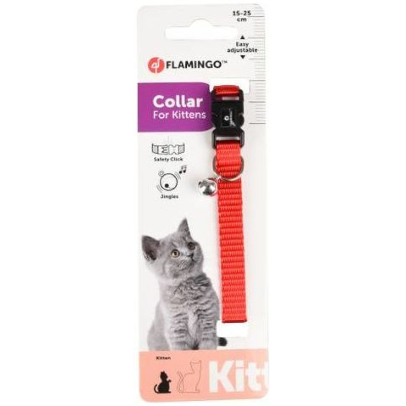 Flamingo kakla siksna kaķiem 15-22cm x10mm red