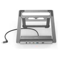 Hama 00200139 Connect2Office Stand, USB-C dock, 12 ports, 100 W, Gray