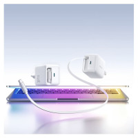 Joyroom JR-TCL06 67W GaN Wall Charger with Built-in Retractable USB-C Cable - White