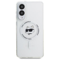 Karl Lagerfeld Button Choupette Head Printed Logo MagSafe Case for Samsung Galaxy S25 Edge - White