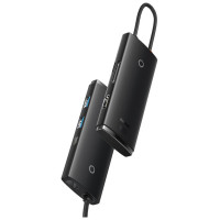 Baseus Lite Series multifunctional HUB USB Type C - 2 x USB 3.0 / USB Type C PD / HDMI 1,4 / SD / TF black (WKQX050101)