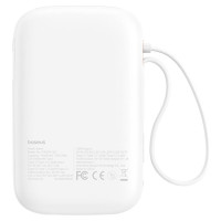 Baseus QPow 2 30W 10000mAh Power Bank with Built-in USB-C Cables - White