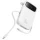 Baseus QPow 2 30W 10000mAh Power Bank with Built-in USB-C Cables - White