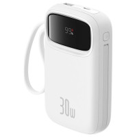 Baseus QPow 2 30W 10000mAh Power Bank with Built-in USB-C Cables - White