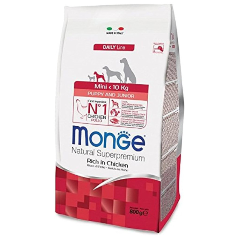 Monge Dog Mini Puppy and Junior Rich in Chicken 0,8 kg