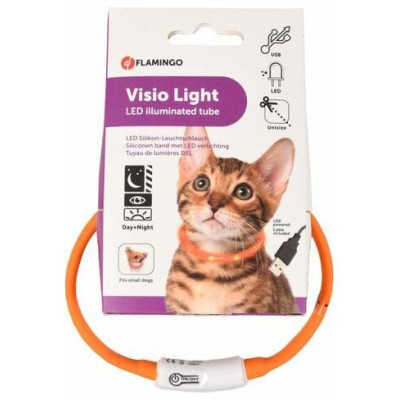 Flamingo LED kakla siksna kaķiem VISIO oranža 35cm