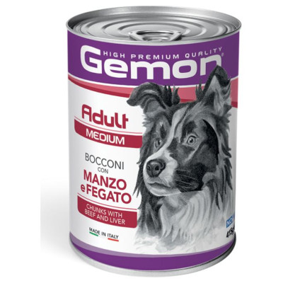 Gemon Dog chunkies Adult MEDIUM with beef & liver 0.415 kg - konservi suņiem