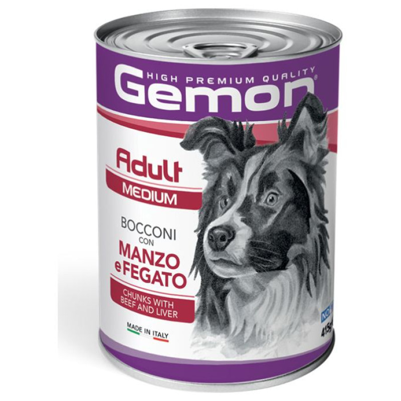 Gemon Dog chunkies Adult MEDIUM with beef & liver 0.415 kg - konservi suņiem