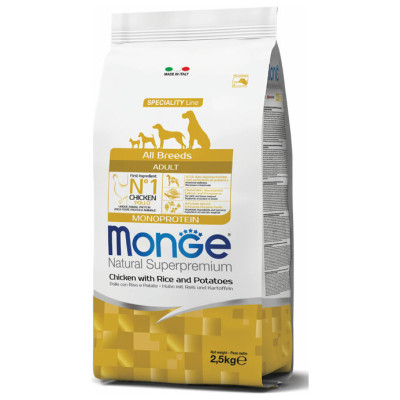 Monge Dog All Breeds Adult Monoprotein Chicken with Rice and Potatoes 2,5 kg