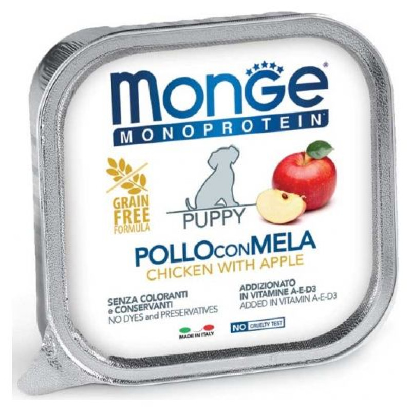 Monge Dog Monoprotein Fruits Puppy Pate Chicken with Apple 150 g