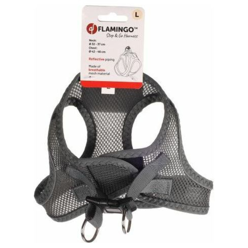Flamingo kru&scaron;u siksna suņiem BENTO GREY L 42-46CM