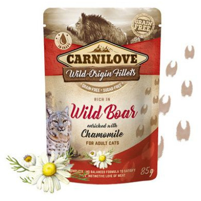 Carnilove Cat Pouch Wild Boar Chamomile 85g mitrā barība kaķiem