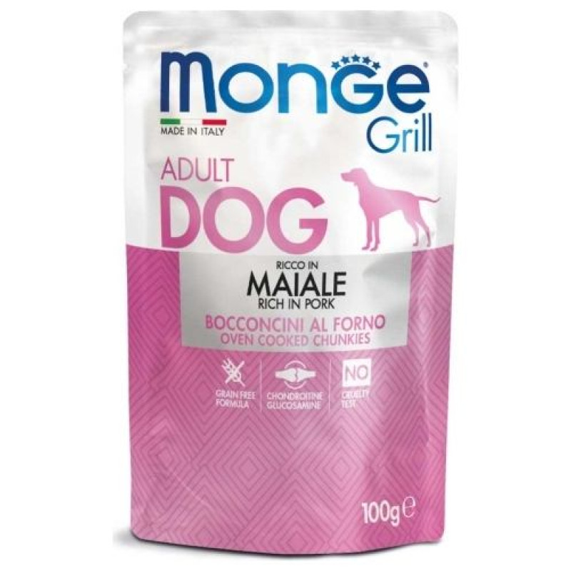 Monge Dog Grill Pouch Multipack Lamb with Vegetables, Pork, Salmon 12x100 g
