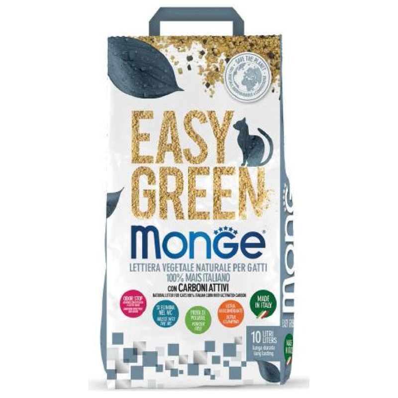 Monge EASY GREEN with Activated Carbon 10 L - augu &scaron;ķiedru pakai&scaron;i kaķu tualetei