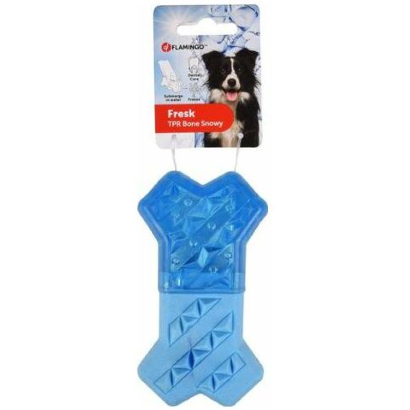 Flamingo SNOWY BONE13,3 cm - atvēsino&scaron;a rotaļlieta suņiem