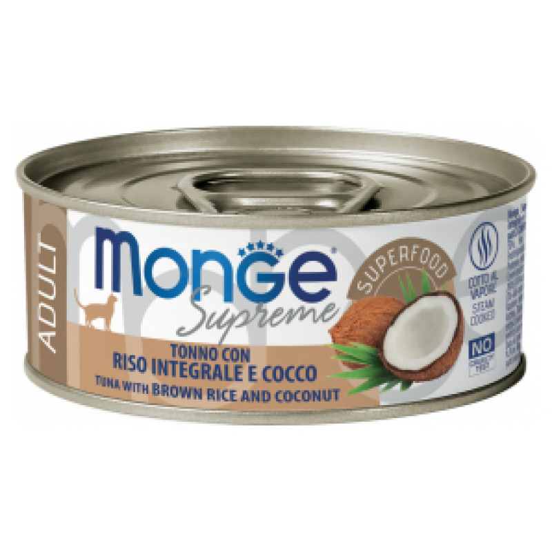 Monge Supreme Cat Adult Tuna Flakes with Brown Rice and Coconut 80 g