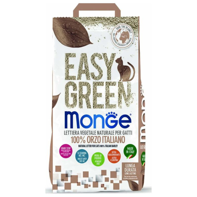 Monge EASY GREEN Barley 10 L - augu &scaron;ķiedru pakai&scaron;i kaķu tualetei