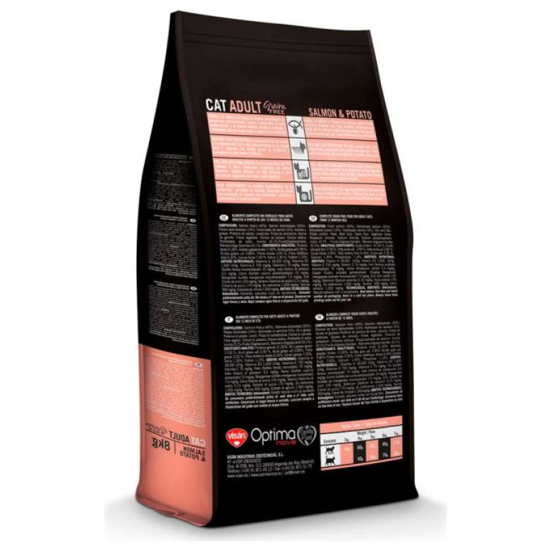 Optimanova Cat Adult GF Salmon & Potato 8 kg