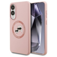 Karl Lagerfeld Silicone Nauble Heads And Circle MagSafe Case for Samsung Galaxy S25 Edge - Pink