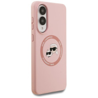 Karl Lagerfeld Silicone Nauble Heads And Circle MagSafe Case for Samsung Galaxy S25 Edge - Pink