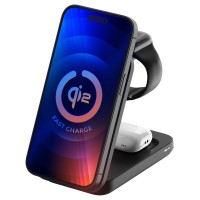 3Mk Protection 3mk MagRocket 3-in-1 15W Qi2 MPP MagSafe Wireless Charger - Black