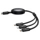 Baseus Free2Draw CB000084 retractable USB-C - Lightning / USB-C / micro USB cable 100W 1.1m - black