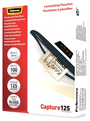 Fellowes LAMINATOR POUCH GLOSSY CARD/125 100PCS